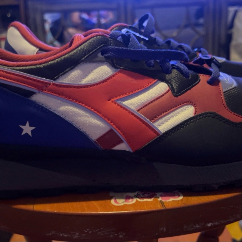 Diadora N.9002 Red, Black, and Blue Sneakers - Picture 2 of 8